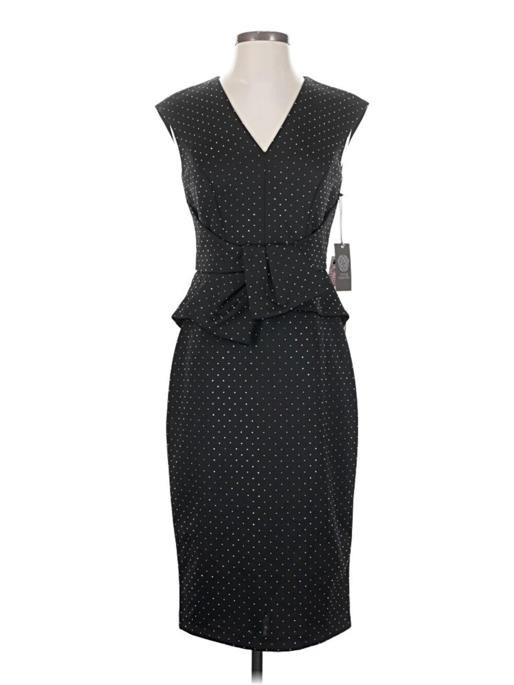 NWT Vince Camuto black dress with crystal sparkle polka dots, size 4